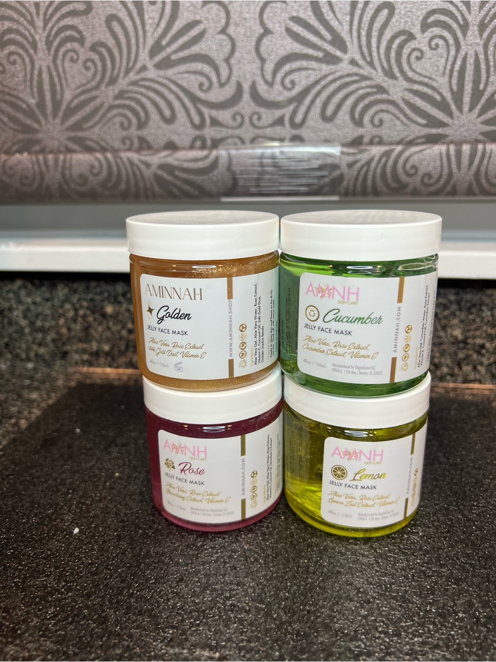 AMINNAH Jelly Face Mask Set - Golden, Cucumber, Rose, Lemon